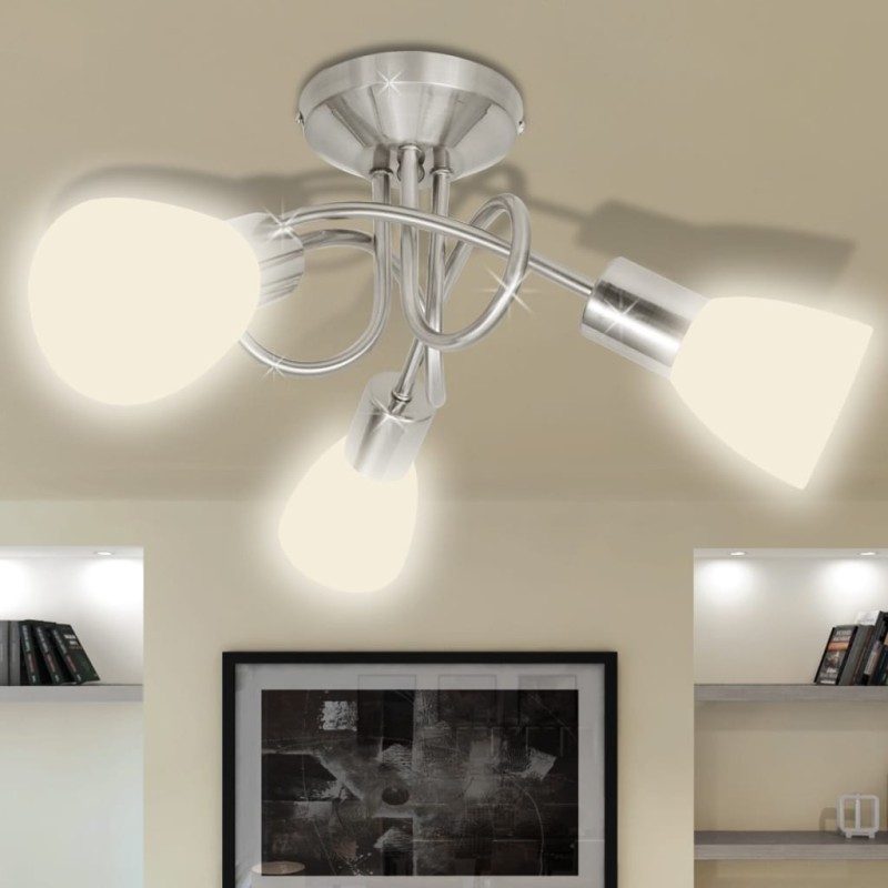 vidaXL Deckenleuchte mit Glas-Lampenschirmen für 3 E14 Glühlampen vidaXL Deckenleuchte mit Glas-Lampenschirmen für 3 E14 Glühlampen