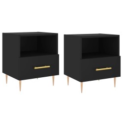 vidaXL Nachttische 2 Stk. Schwarz 40x35x47,5 cm Holzwerkstoff