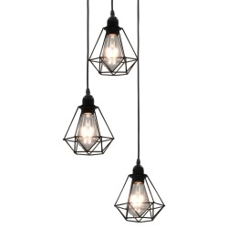 vidaXL Deckenleuchte mit Diamant-Design Schwarz 3 x E27 Glühbirnen
