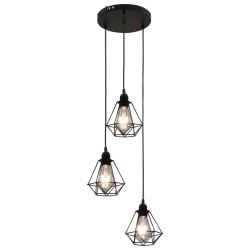 vidaXL Deckenleuchte mit Diamant-Design Schwarz 3 x E27 Glühbirnen