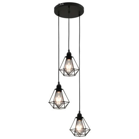 vidaXL Deckenleuchte mit Diamant-Design Schwarz 3 x E27 Glühbirnen