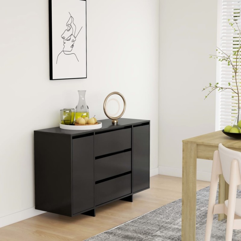vidaXL Sideboard mit 3 Schubladen Schwarz 120x41x75 cm Holzwerkstoff vidaXL Sideboard mit 3 Schubladen Schwarz 120x41x75 cm Holzwerkstoff