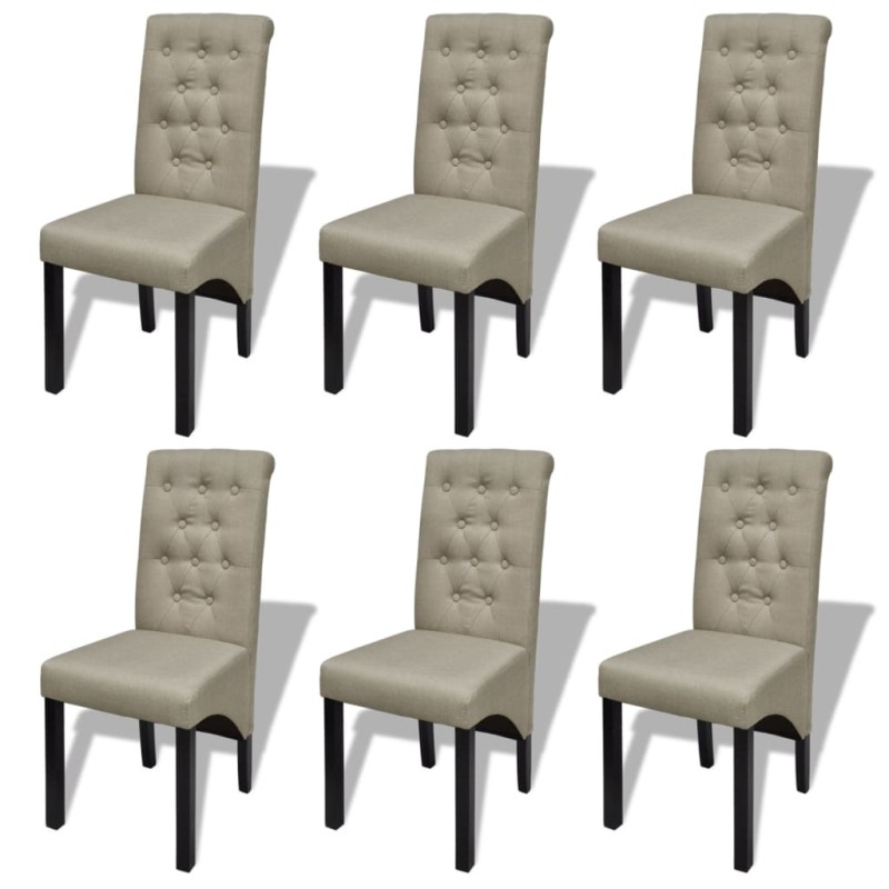 Esszimmerstühle 6 Stk. Beige Stoff Esszimmerstühle 6 Stk. Beige Stoff