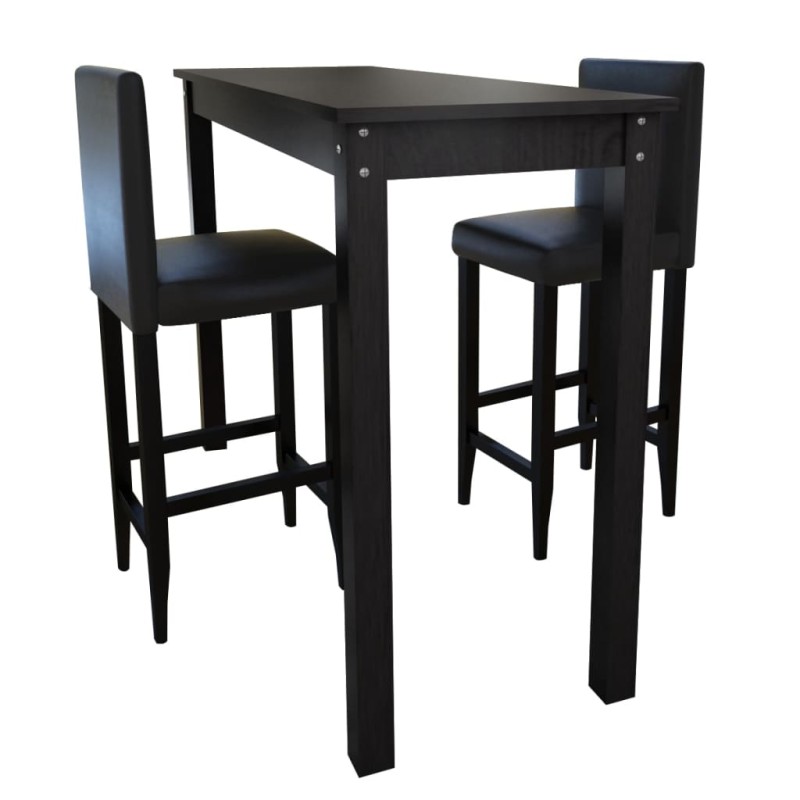 Barset Bartisch mit 2 Barhockern Schwarz Barset Bartisch mit 2 Barhockern Schwarz