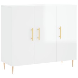 vidaXL Sideboard Hochglanz-Weiß 90x34x80 cm Holzwerkstoff
