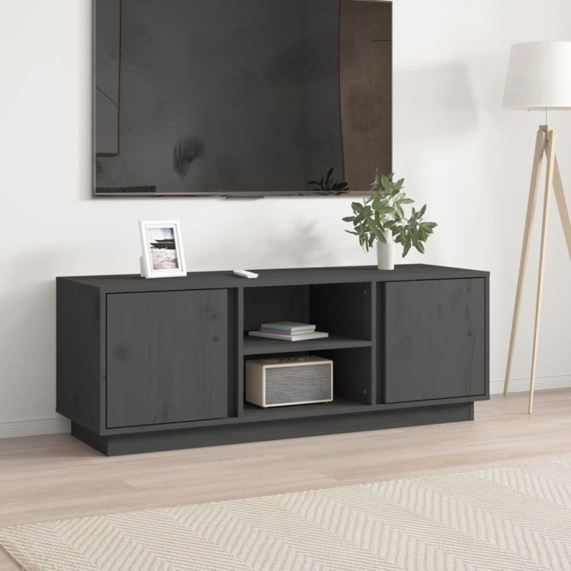 vidaXL TV-Schrank Grau 110x35x40,5 cm Massivholz Kiefer vidaXL TV-Schrank Grau 110x35x40,5 cm Massivholz Kiefer