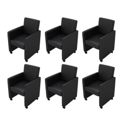  vidaXL Esszimmerstühle 6 Stk. Schwarz Kunstleder