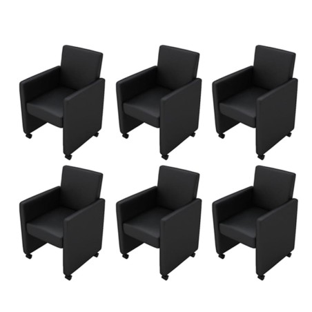  vidaXL Esszimmerstühle 6 Stk. Schwarz Kunstleder