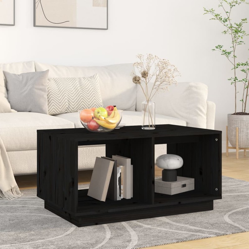 vidaXL Couchtisch Schwarz 80x50x40 cm Massivholz Kiefer vidaXL Couchtisch Schwarz 80x50x40 cm Massivholz Kiefer