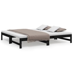 vidaXL Tagesbett Ausziehbar Schwarz 2x(90x190) cm Massivholz Kiefer