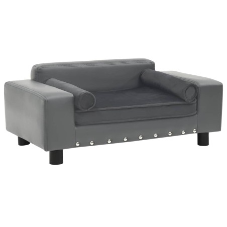 vidaXL Hundesofa Grau 81x43x31 cm Plüsch und Kunstleder   