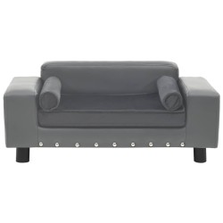 vidaXL Hundesofa Grau 81x43x31 cm Plüsch und Kunstleder   