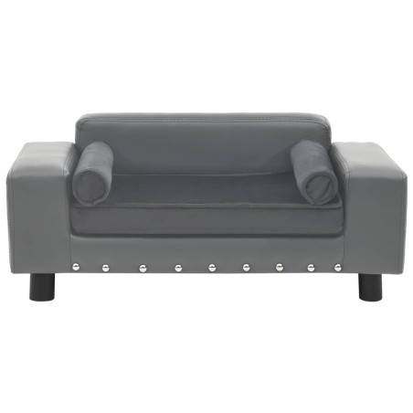 vidaXL Hundesofa Grau 81x43x31 cm Plüsch und Kunstleder   