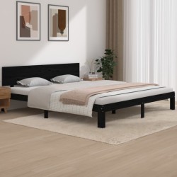 vidaXL Massivholzbett Schwarz 180x200 cm