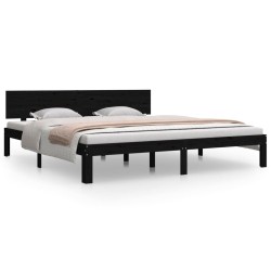 vidaXL Massivholzbett Schwarz 180x200 cm