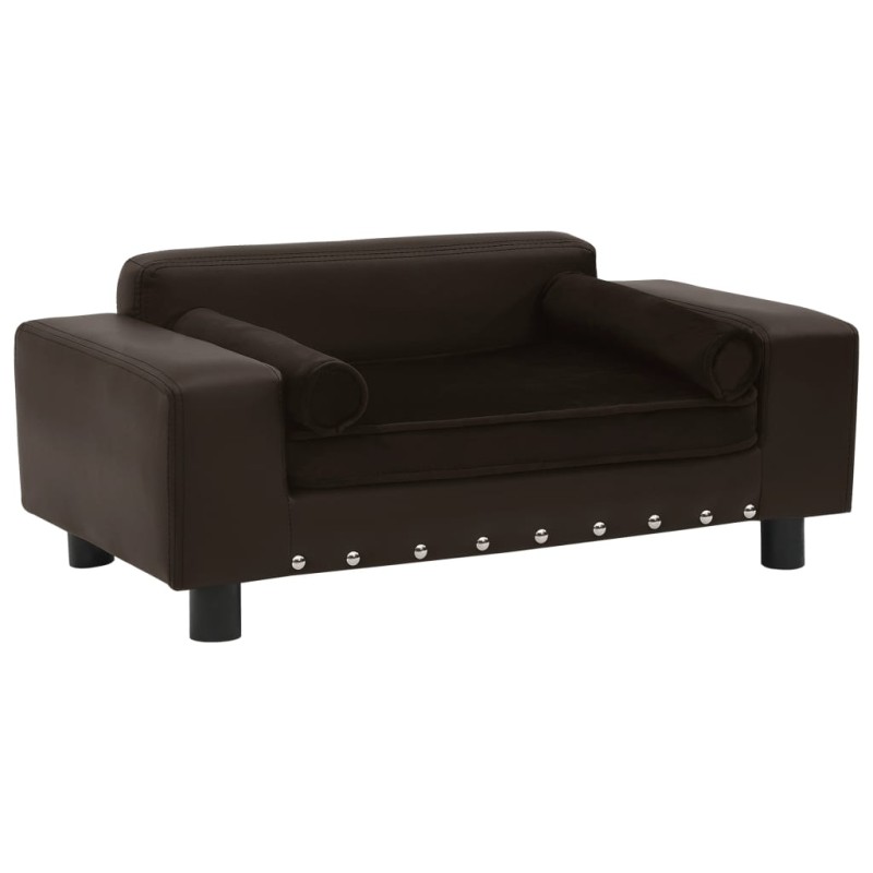 Hundesofa Braun 81x43x31 cm Plüsch und Kunstleder Hundesofa Braun 81x43x31 cm Plüsch und Kunstleder