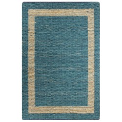 vidaXL Teppich Handgefertigt Jute Blau 120x180 cm
