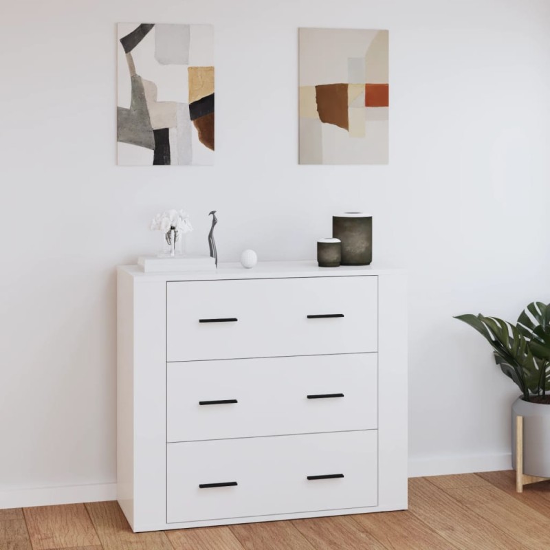 vidaXL Sideboard Hochglanz-Weiß 80x33x70 cm Holzwerkstoff vidaXL Sideboard Hochglanz-Weiß 80x33x70 cm Holzwerkstoff
