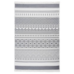 vidaXL Teppich Grau und Weiß 160x230 cm Baumwolle