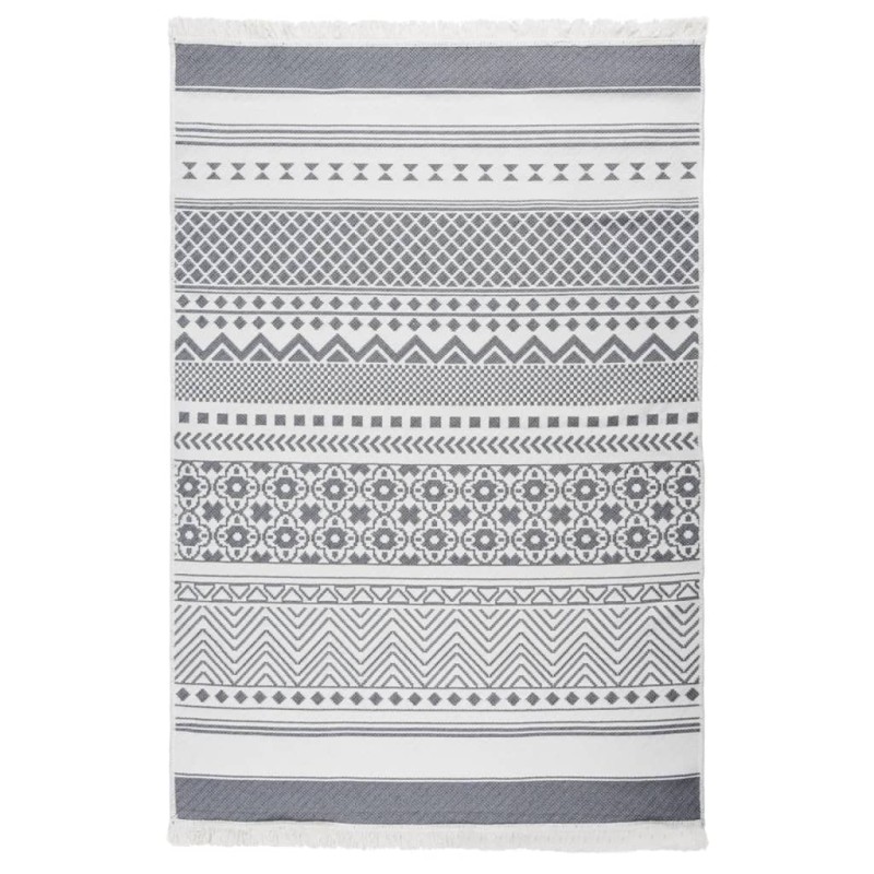 vidaXL Teppich Grau und Weiß 160x230 cm Baumwolle vidaXL Teppich Grau und Weiß 160x230 cm Baumwolle