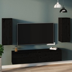 vidaXL Wandschränke 2 Stk. Schwarz 30x30x80 cm Massivholz Kiefer