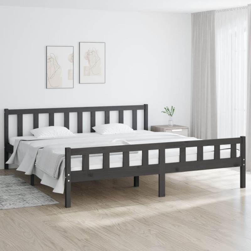 vidaXL Massivholzbett Grau 160x200 cm vidaXL Massivholzbett Grau 160x200 cm