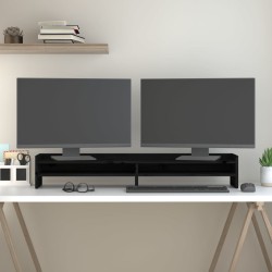 vidaXL Monitorständer Schwarz 100x24x16 cm Massivholz Kiefer