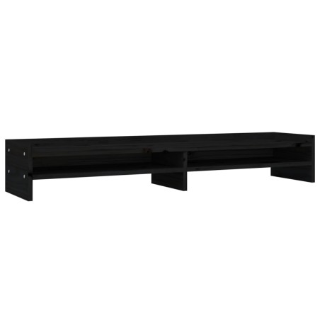 vidaXL Monitorständer Schwarz 100x24x16 cm Massivholz Kiefer