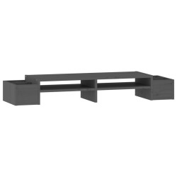 vidaXL Monitorständer Grau 100x27,5x15 cm Massivholz Kiefer