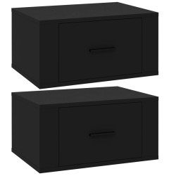 vidaXL Wand-Nachttische 2 Stk. Schwarz 50x36x25 cm