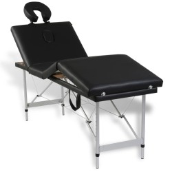 vidaXL Massageliege Klappbar 4-Zonen mit Aluminiumgestell Schwarz