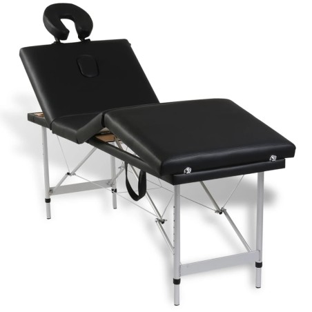 vidaXL Massageliege Klappbar 4-Zonen mit Aluminiumgestell Schwarz
