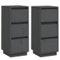 vidaXL Sideboards 2 Stk. Grau 32x34x75 cm Massivholz Kiefer vidaXL Sideboards 2 Stk. Grau 32x34x75 cm Massivholz Kiefer