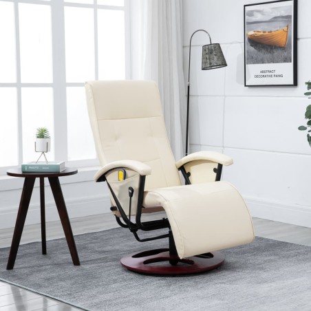 vidaXL Massagesessel Cremeweiß Kunstleder