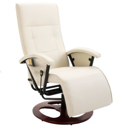 vidaXL Massagesessel Cremeweiß Kunstleder