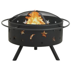 vidaXL Feuerstelle mit Schürhaken 76 cm XXL Stahl