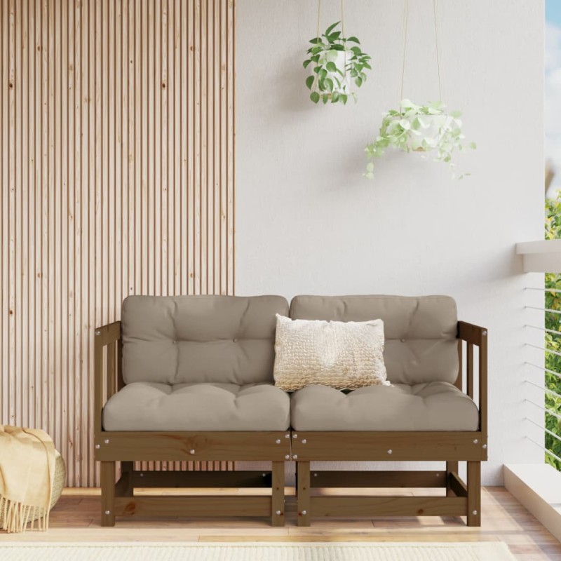 vidaXL Ecksofas mit Kissen 2 Stk. Honigbraun Massivholz Kiefer vidaXL Ecksofas mit Kissen 2 Stk. Honigbraun Massivholz Kiefer