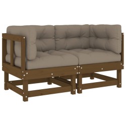 vidaXL Ecksofas mit Kissen 2 Stk. Honigbraun Massivholz Kiefer