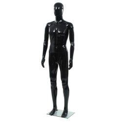 vidaXL Männliche Schaufensterpuppe mit Glassockel Schwarz 185 cm 