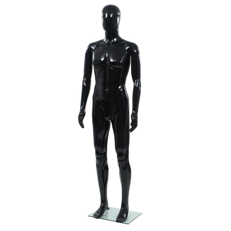 vidaXL Männliche Schaufensterpuppe mit Glassockel Schwarz 185 cm vidaXL Männliche Schaufensterpuppe mit Glassockel Schwarz 185 cm