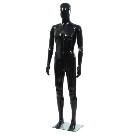 vidaXL Männliche Schaufensterpuppe mit Glassockel Schwarz 185 cm 