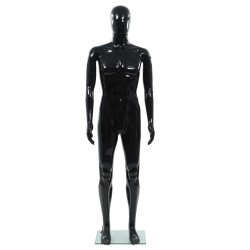 vidaXL Männliche Schaufensterpuppe mit Glassockel Schwarz 185 cm 