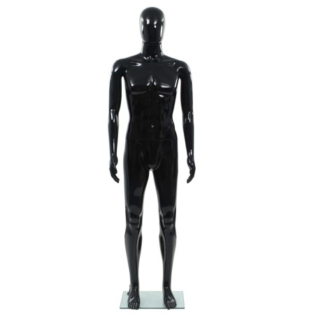 vidaXL Männliche Schaufensterpuppe mit Glassockel Schwarz 185 cm 