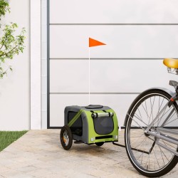 vidaXL Fahrradanhänger Hunde Grün und Grau Oxford-Gewebe und Eisen