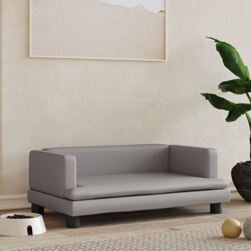 Hundebett Grau 80x45x30 cm Kunstleder Hundebett Grau 80x45x30 cm Kunstleder