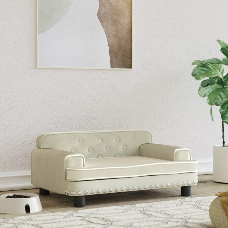 vidaXL Hundebett Creme 70x45x30 cm Samt vidaXL Hundebett Creme 70x45x30 cm Samt