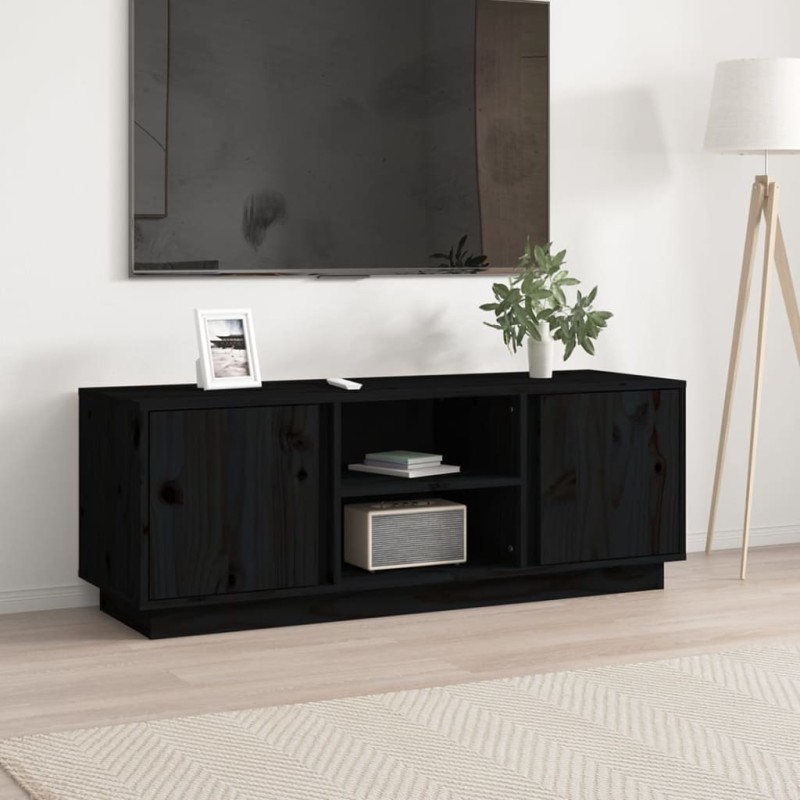 vidaXL TV-Schrank Schwarz 110x35x40,5 cm Massivholz Kiefer vidaXL TV-Schrank Schwarz 110x35x40,5 cm Massivholz Kiefer