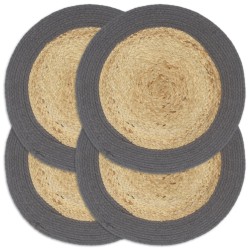 vidaXL Tischsets 4 Stk. Natur und Anthrazit 38 cm Jute und Baumwolle 