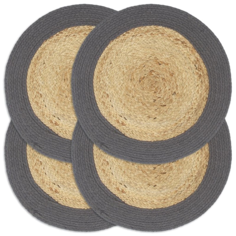 vidaXL Tischsets 4 Stk. Natur und Anthrazit 38 cm Jute und Baumwolle 