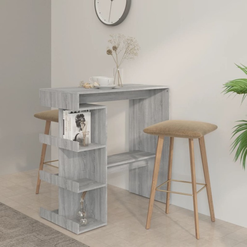 vidaXL Bartisch mit Regal Grau Sonoma 100x50x101,5 cm vidaXL Bartisch mit Regal Grau Sonoma 100x50x101,5 cm